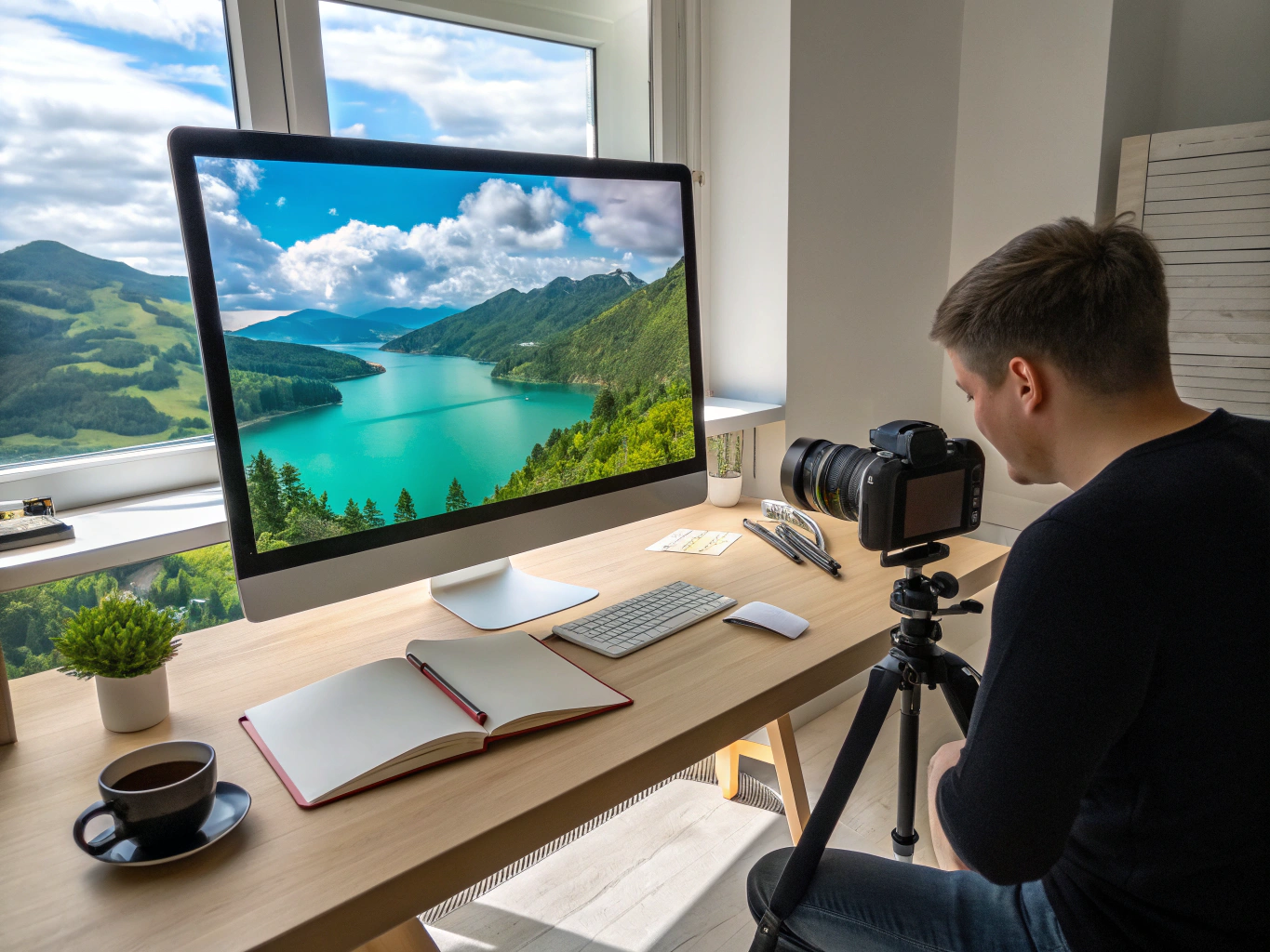 Photographer signing a limited edition landscape print